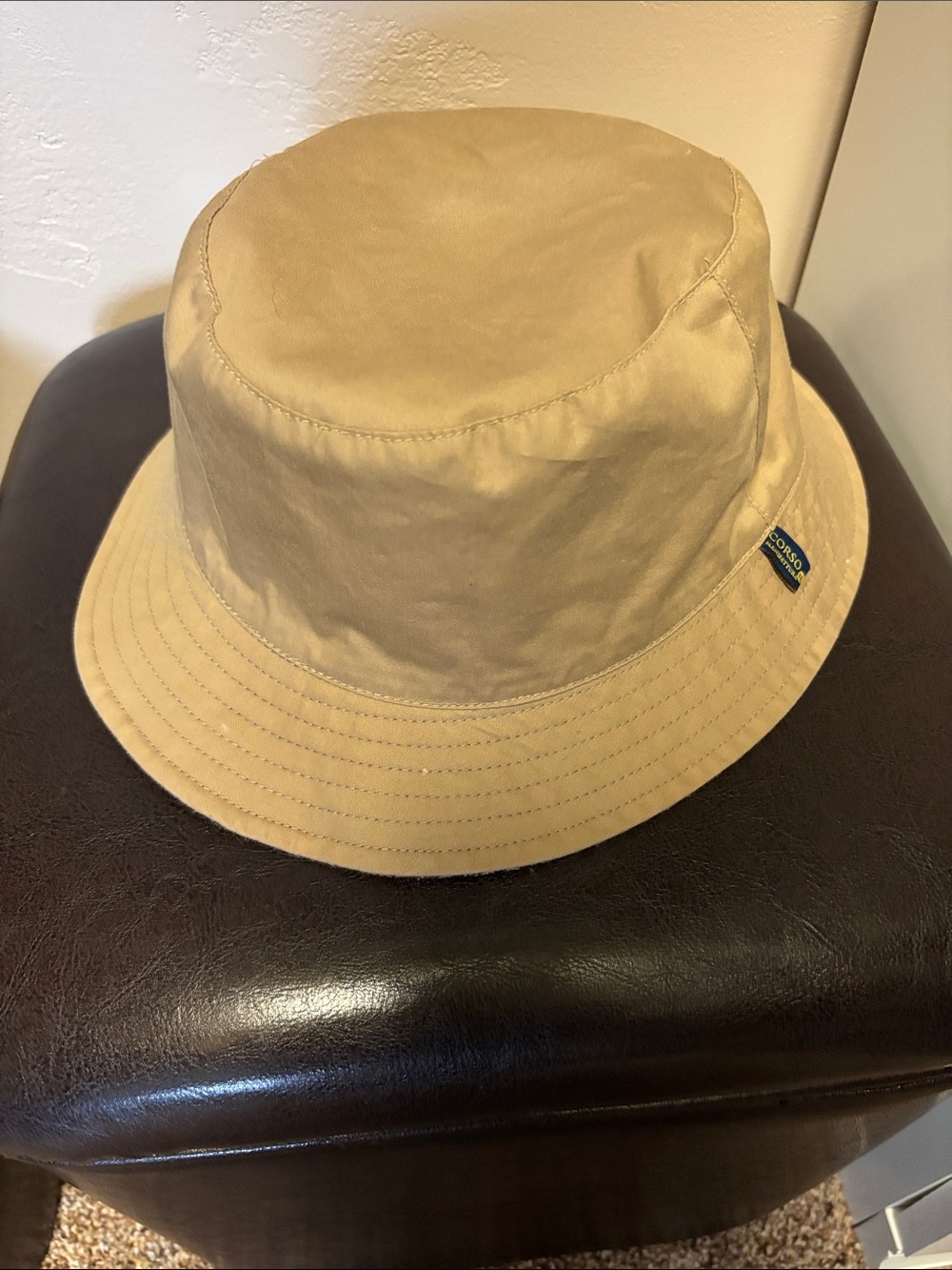 Corso Italia Men’s Tan Cotton Wool Reversible Bucket Hat
